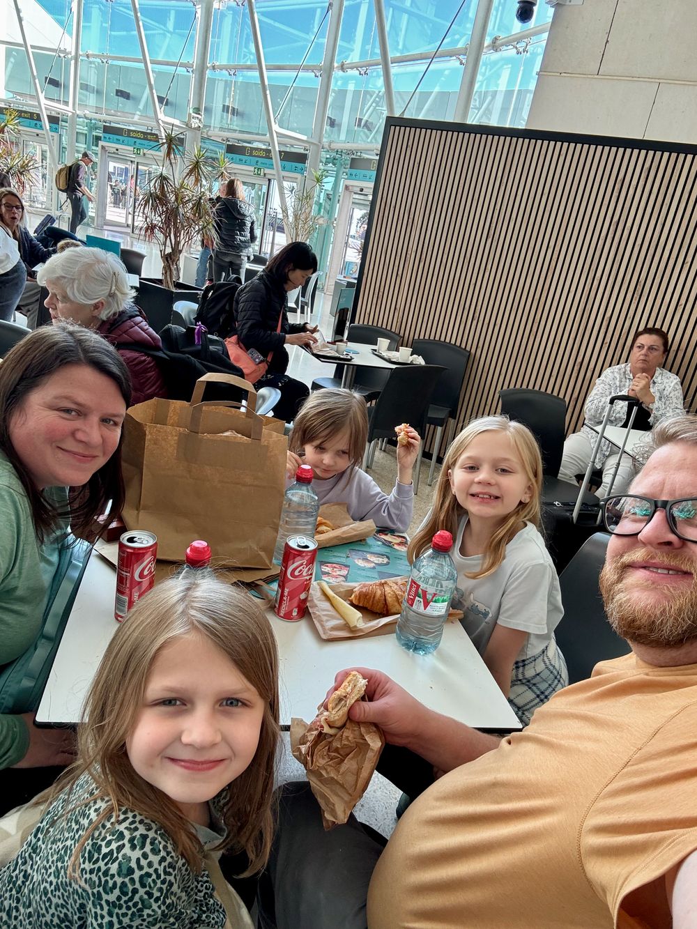 The Clarkson family at Lisbon airport
